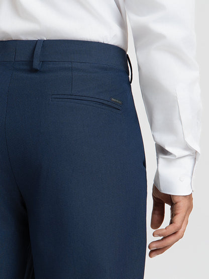 Trench Blue Micro Checks Relaxed Fit Formal Trousers