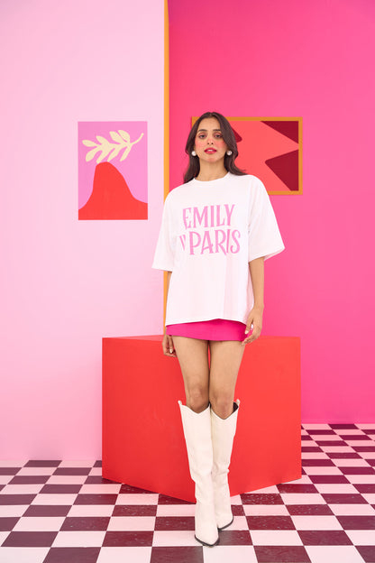 Emily in Paris: Oversized White T-shirt | The Clothing Factory at Broadway