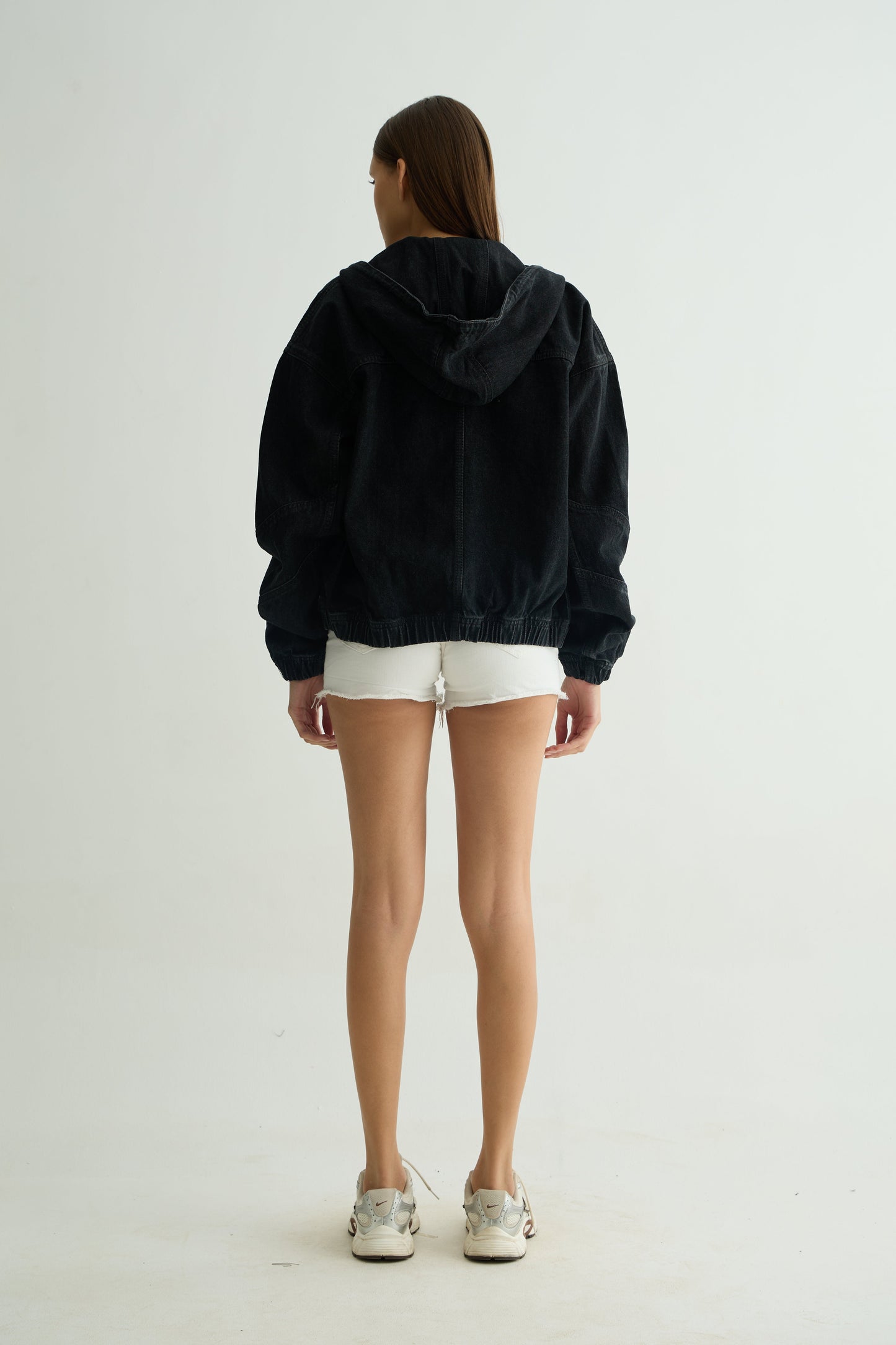 Black washed Denim Hoodie
