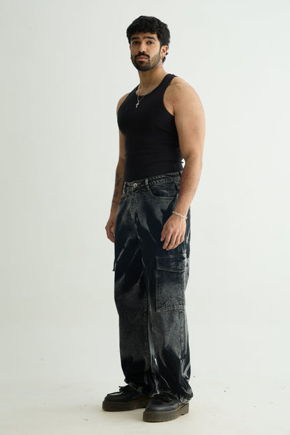 Black Fade Utility Cargos