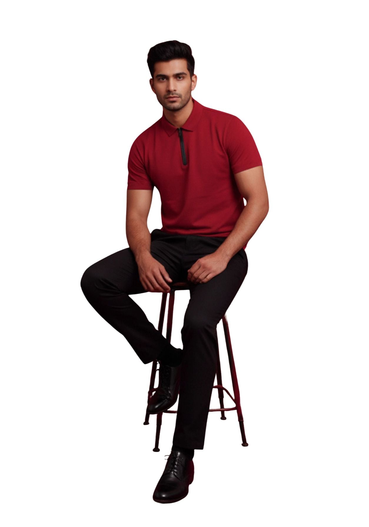 The Monarch Liquid Zipper Polo Red