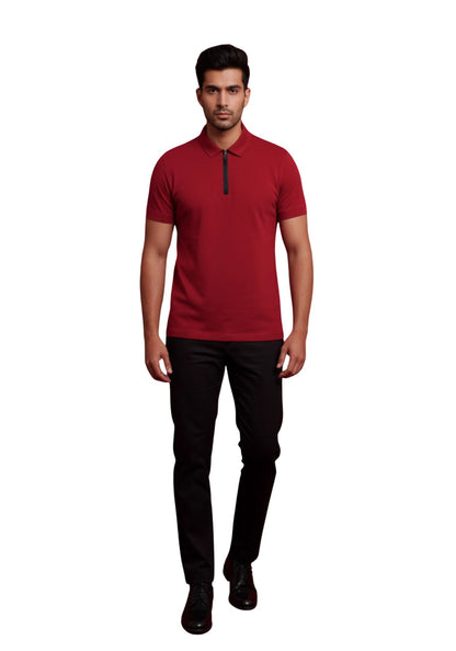 The Monarch Liquid Zipper Polo Red