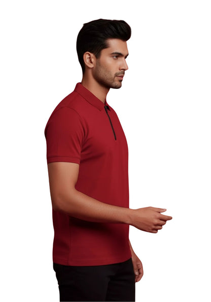 The Monarch Liquid Zipper Polo Red