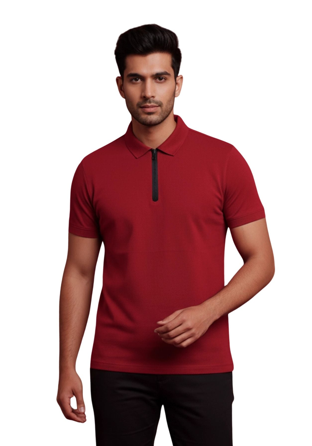 The Monarch Liquid Zipper Polo Red