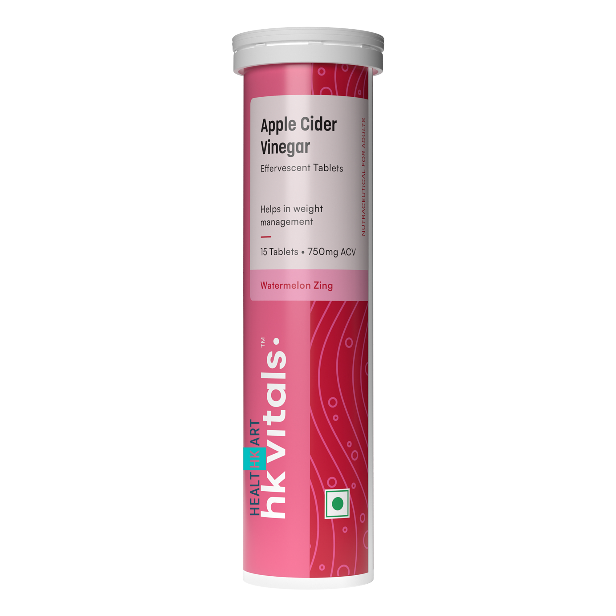 HealthKart HK VITALS Apple Cider Vinegar 750mg (Watermelon/Green Apple , 15 Effervescent Tablets) | HK Vitals at Broadway