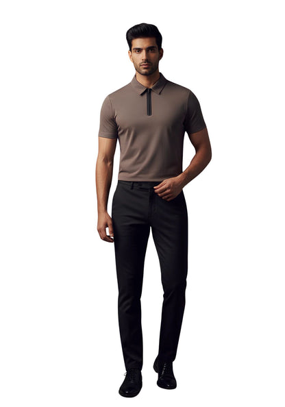 The Monarch Liquid Zipper Polo Slate