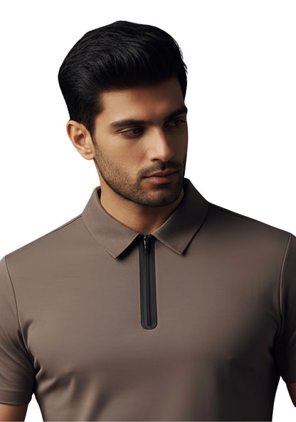 The Monarch Liquid Zipper Polo Slate