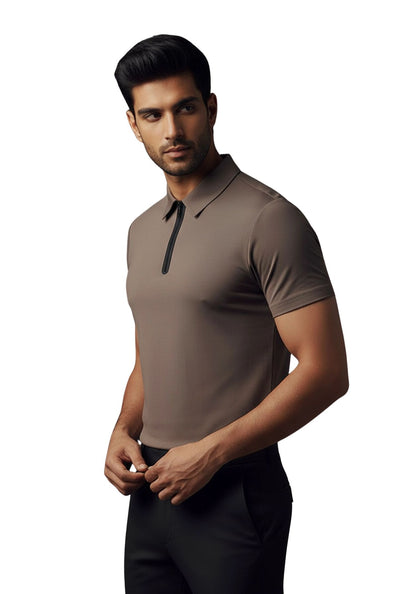 The Monarch Liquid Zipper Polo Slate