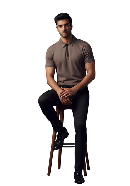 The Monarch Liquid Zipper Polo Slate