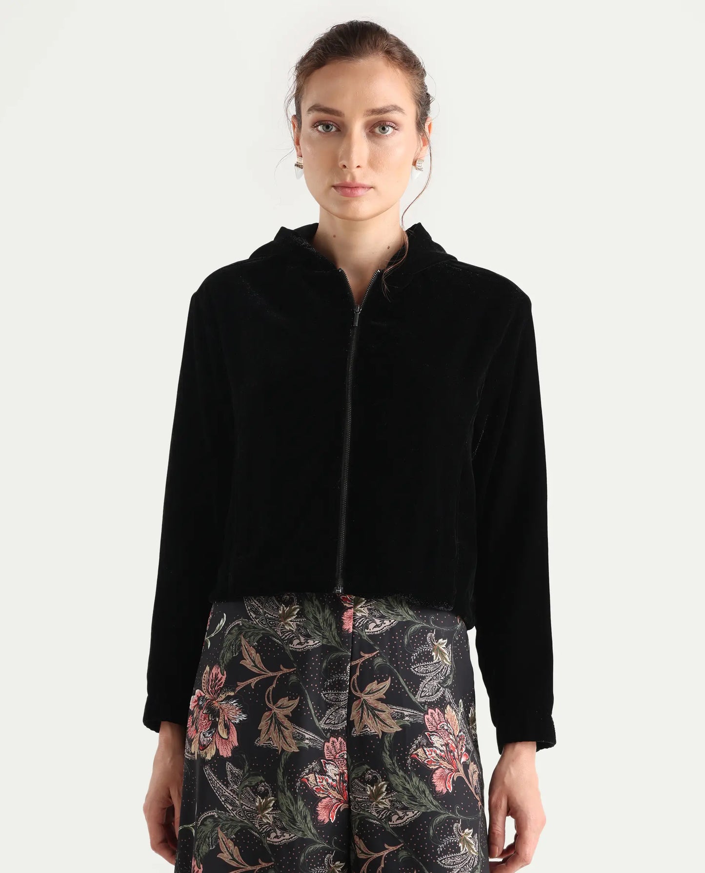 Rareism Women's Velbom-T Black Polyester Spread Collar Regular Fit Jacket | RAREISM at Broadway