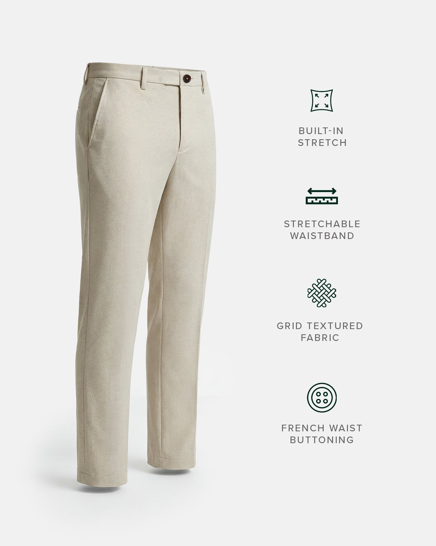 The Texture Tailored Pant Crème Grid