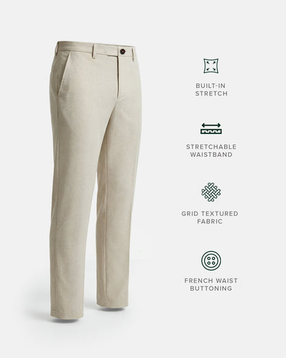 The Texture Tailored Pant Crème Grid