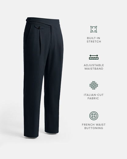 The Gurkha Runway Pant Bourbon Navy Stripes