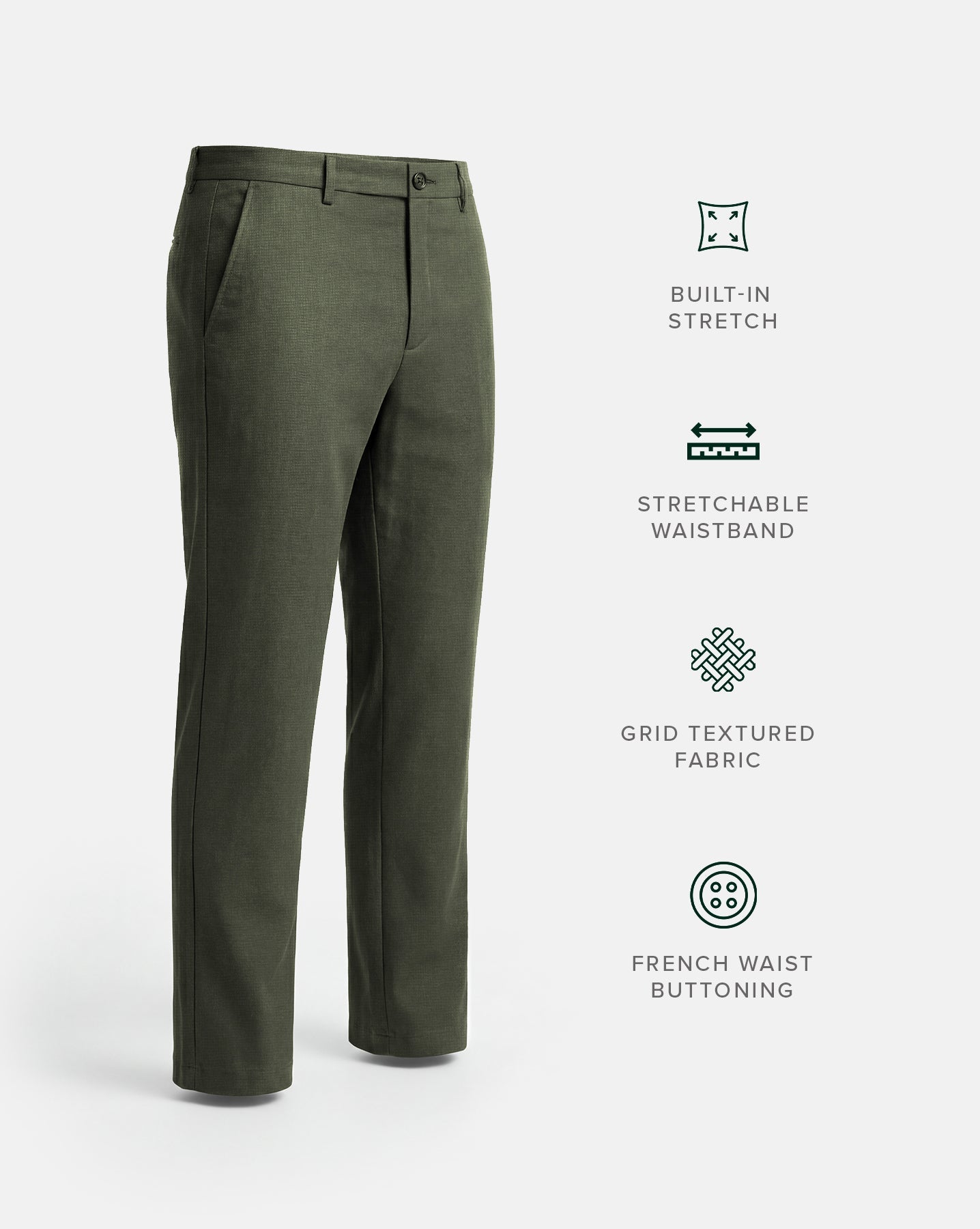 The Texture Tailored Pant Olive Grain