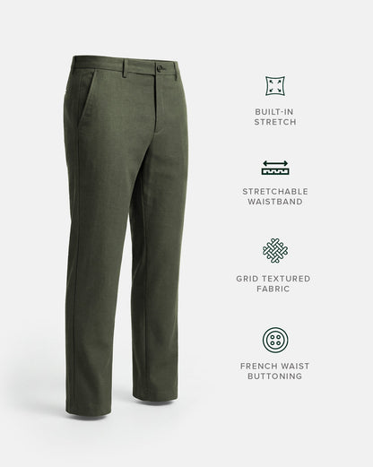The Texture Tailored Pant Olive Grain