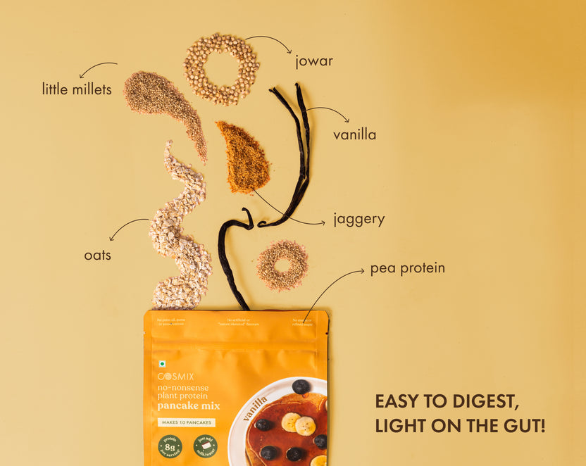 Cosmix No-Nonsense Plant Protein Pancakes - Kerala Vanilla White & Brown | COSMIX at Broadway