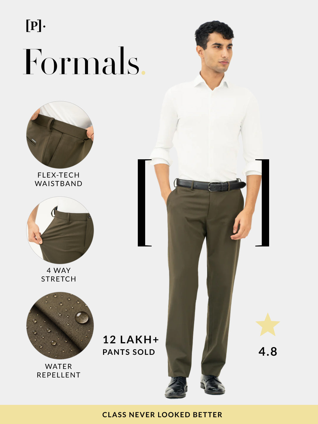 Verdant Olive Water Repellent Relaxed Fit Stretch Formal Pants