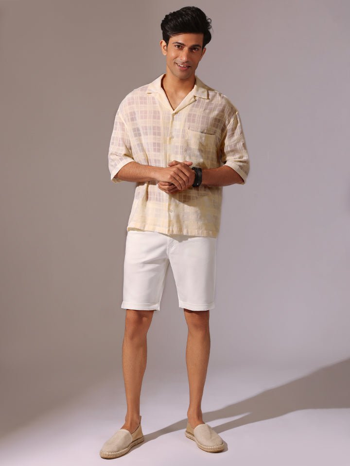 White Solid Denim Shorts | Kingdom Of White at Broadway