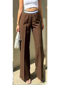 WAISTBAND BROWN FLARED TROUSER | De Novoo at Broadway