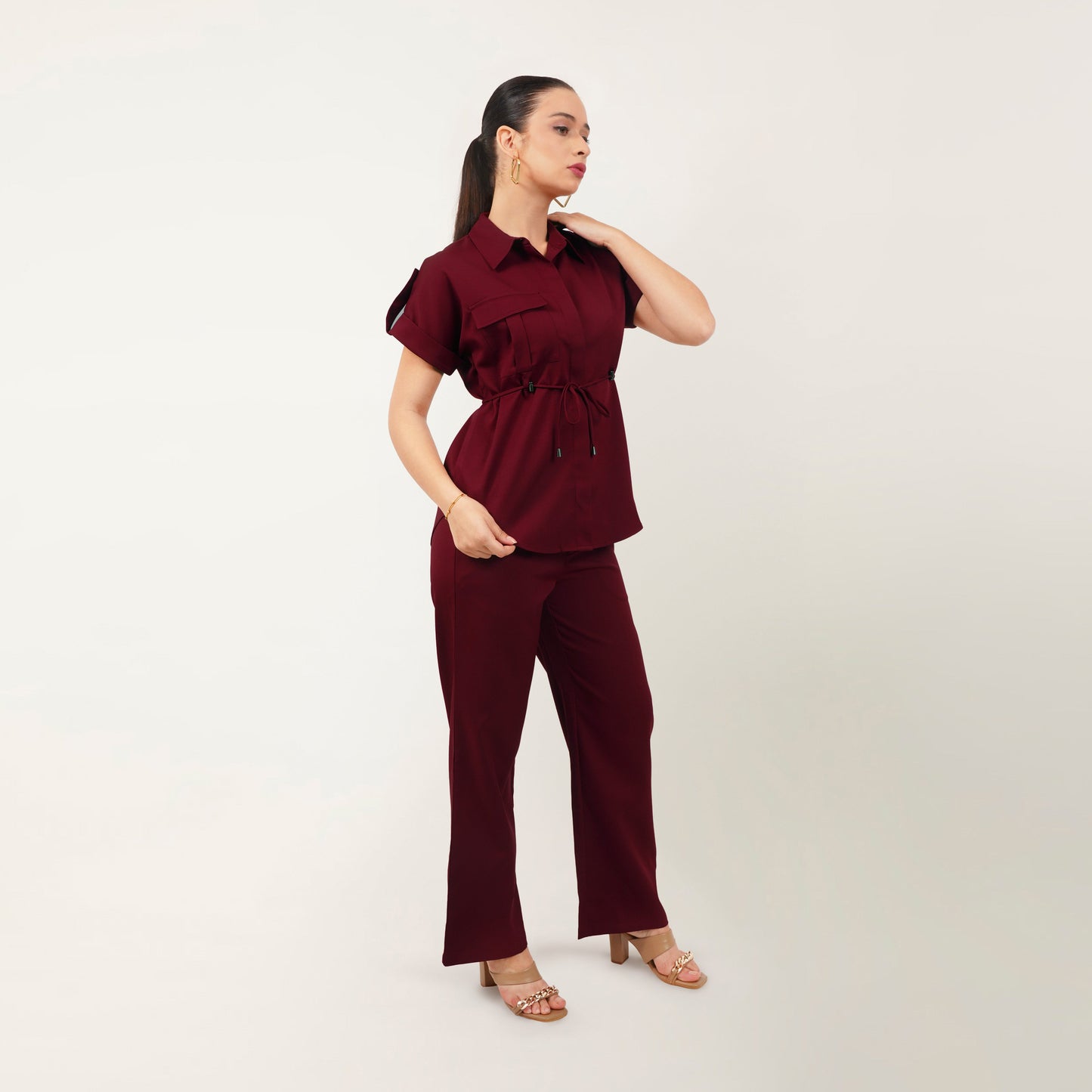 The Shirt-Pant Co-Ord - Maroon