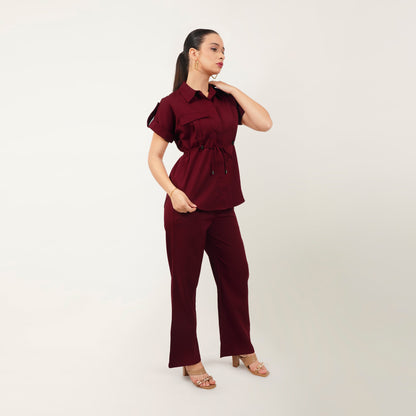 The Shirt-Pant Co-Ord - Maroon