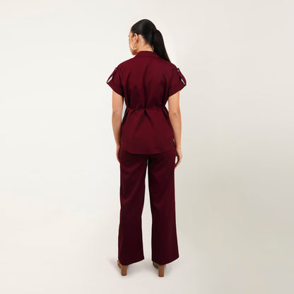 The Shirt-Pant Co-Ord - Maroon