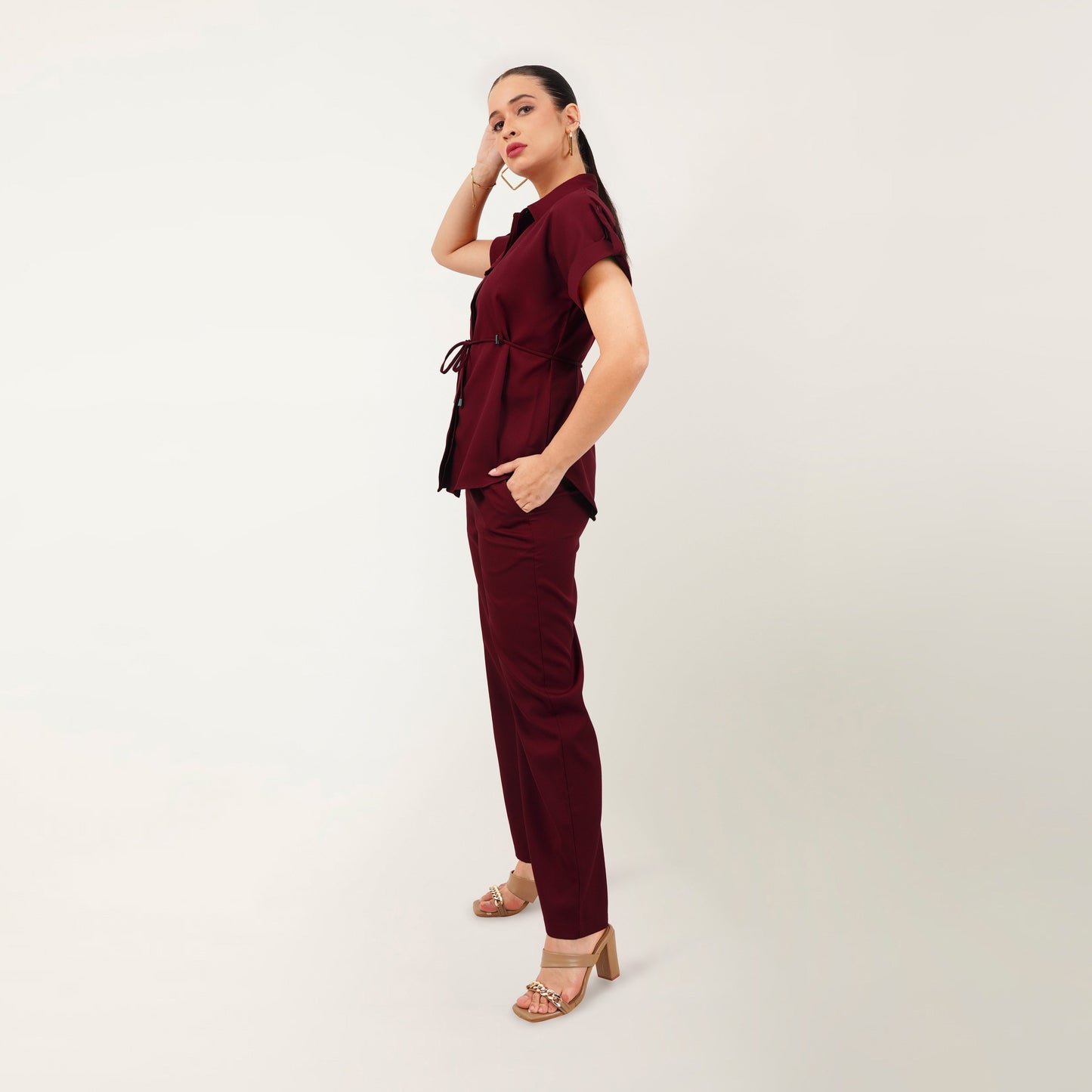 The Shirt-Pant Co-Ord - Maroon