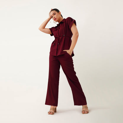 The Shirt-Pant Co-Ord - Maroon