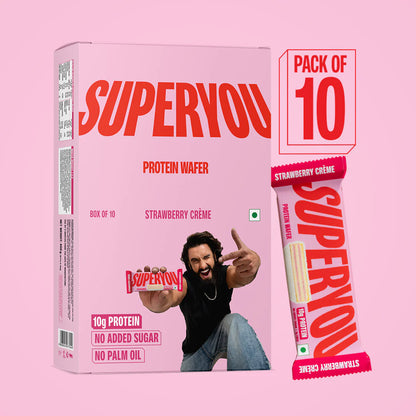 SuperYou Strawberry Protein Wafer Bars (Pack of 10)