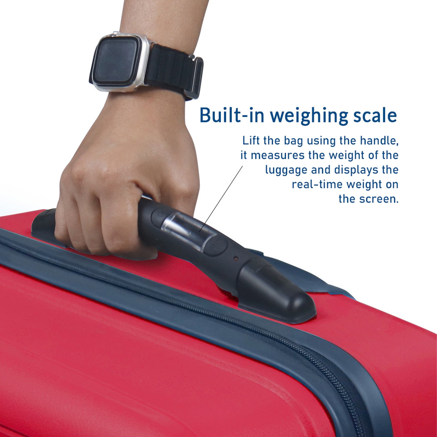 Carriall Groove Polypropylene (55 cm) Red Smart Check-in Trolley Luggage with inbuilt Weighing Scale