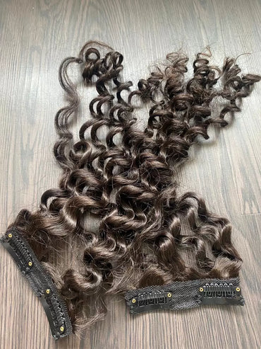 Slightly Coiled Curly Hair Extensions – Side Patches