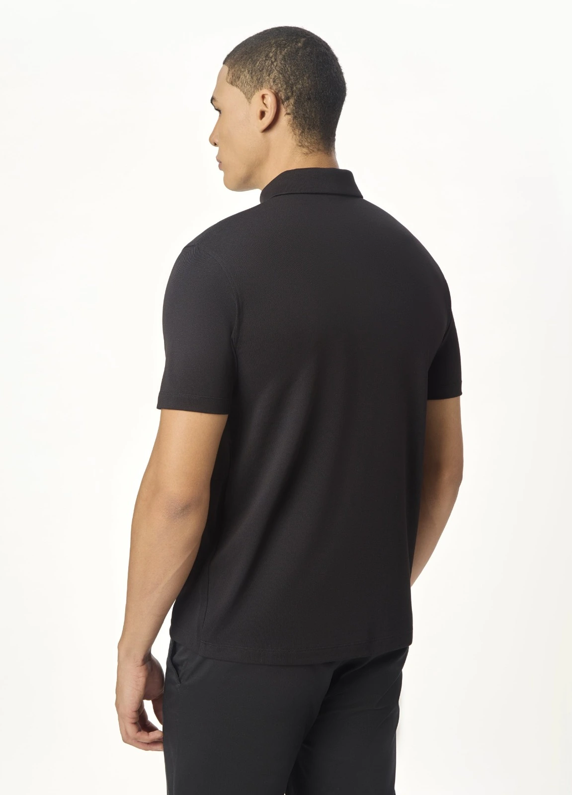 Black Zipper Polo For Men â€“ Twill Panel Edition