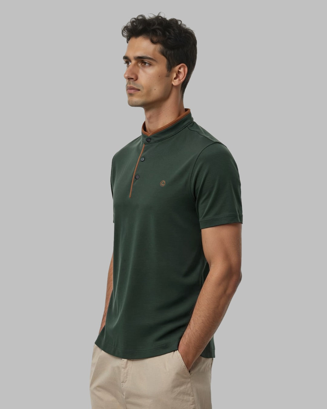 Terra Suede Green Mandarin Polo