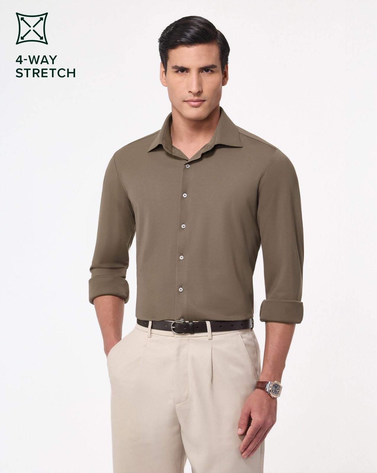 The 4 Way Stretch Dress Shirt Cacao