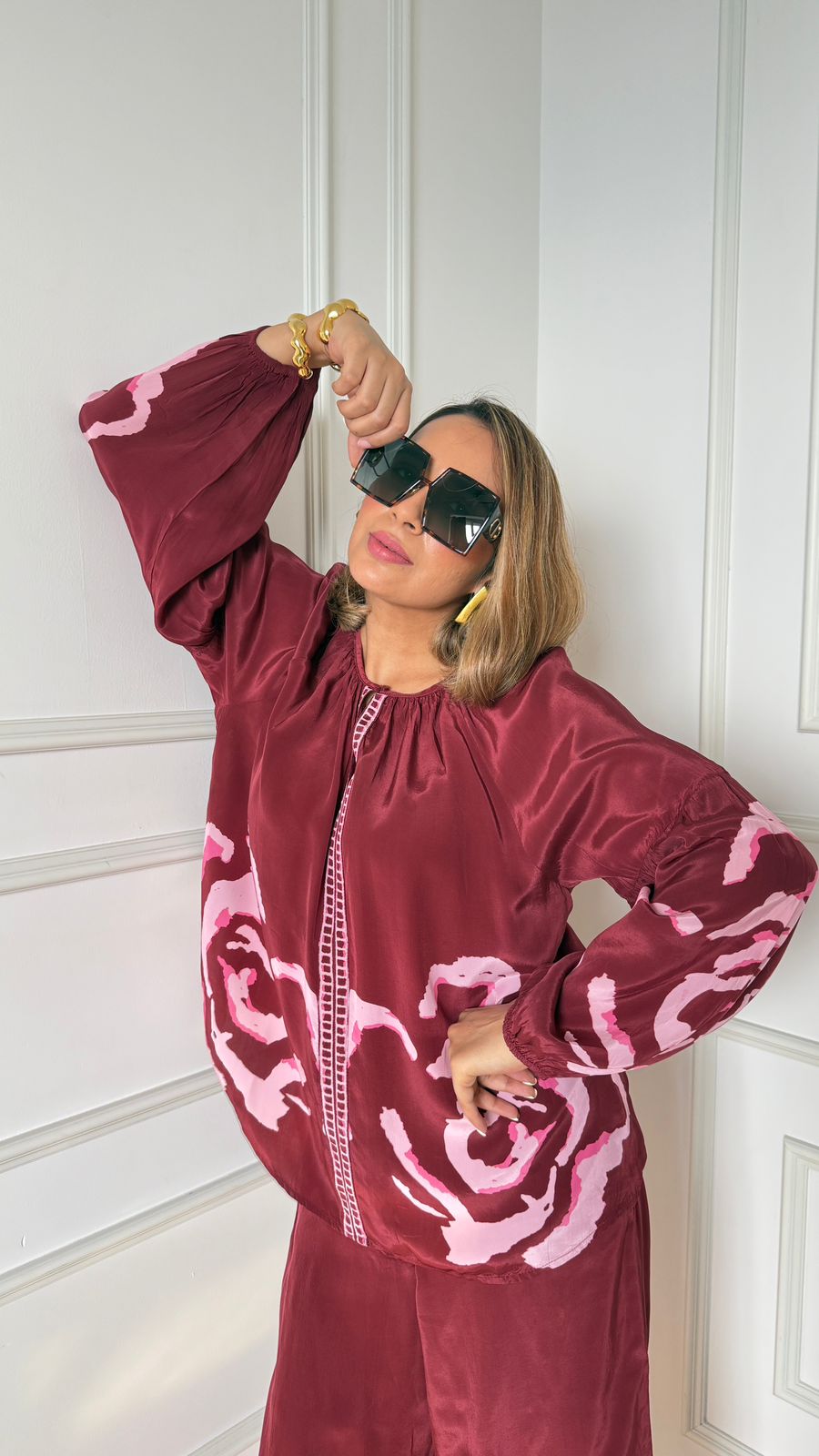 Grace Mulberry Printed Top | Style Island at Broadway