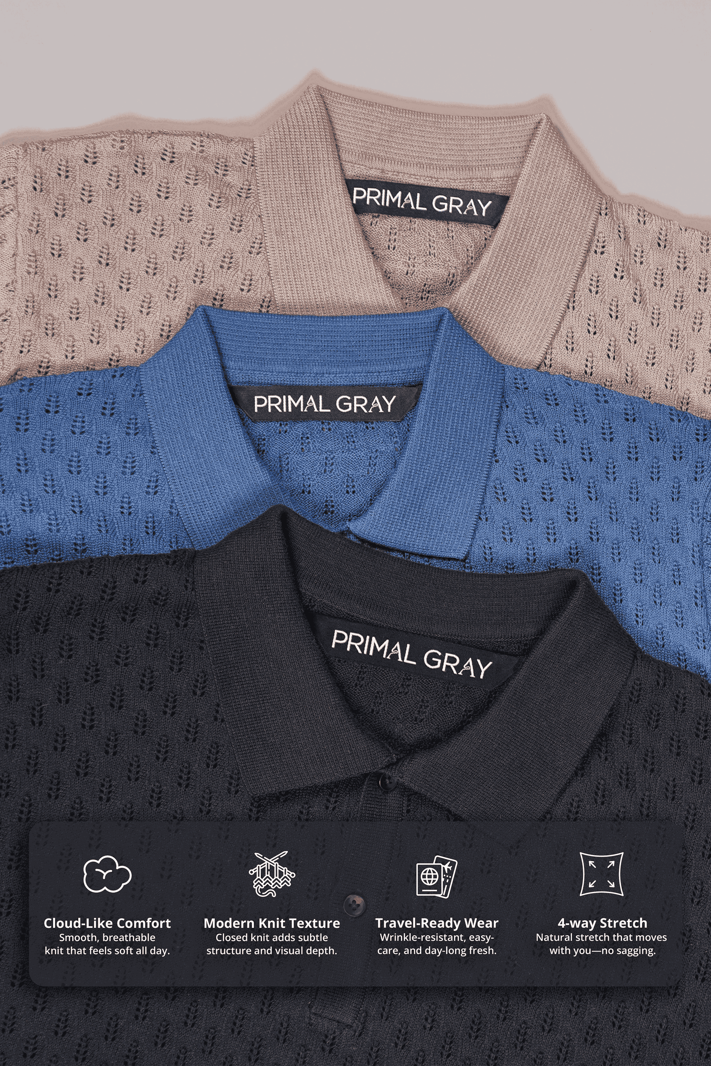 Air Knit Cotton Polo | PrimalGray at Broadway