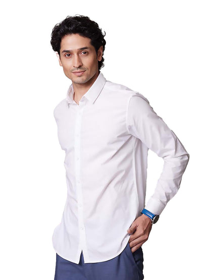 Wrinkle Free Premium Stretch White Shirt - Wave