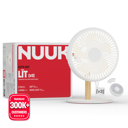 All-day Wireless Rechargeable Table Fan with Mood Light and Magnetic Remote | LĪT [v3]