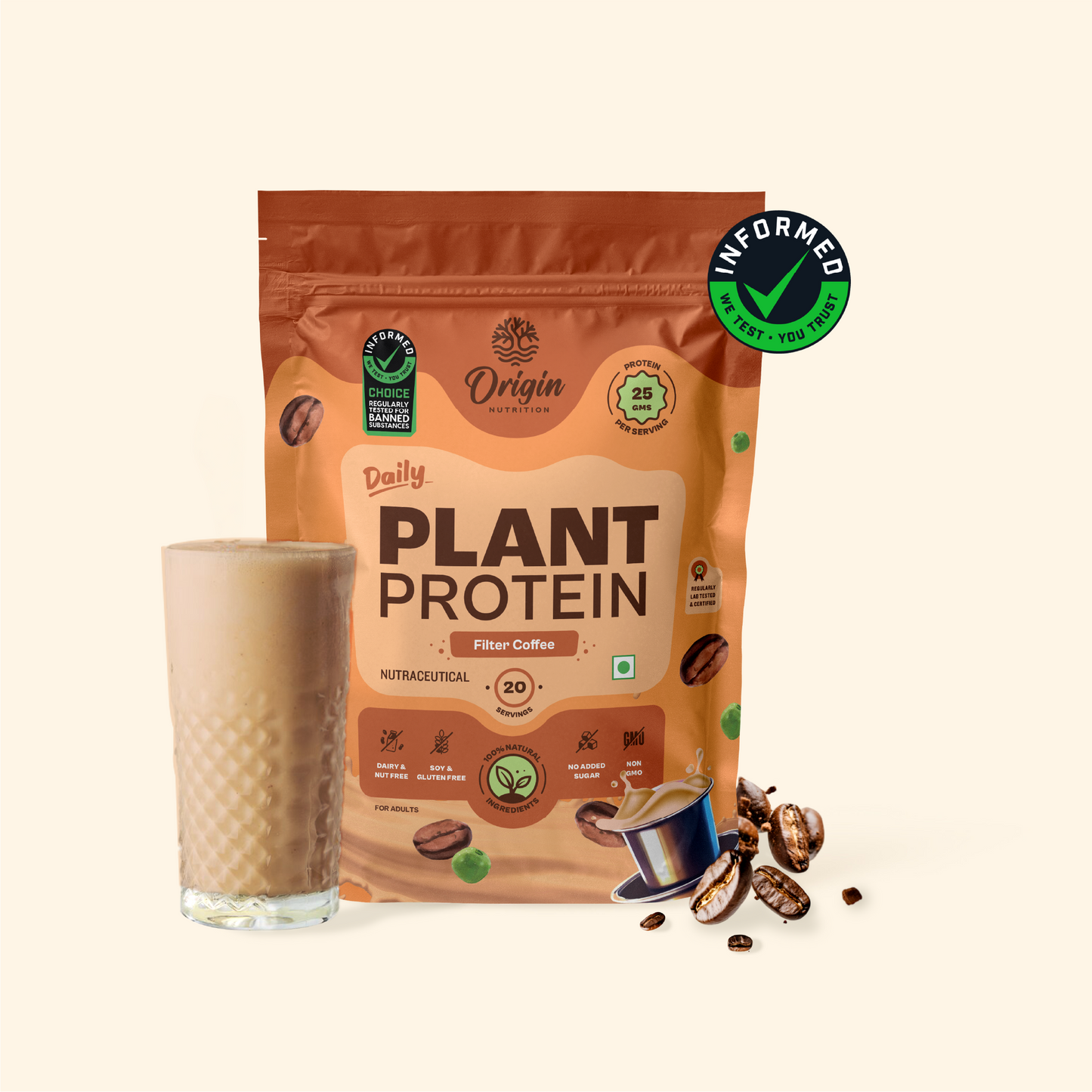 Origin Nutrition Daily Plant Protein  Filter Coffee