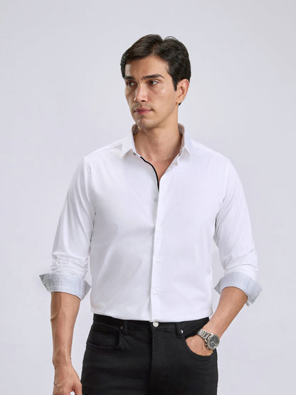 Zest Cotton Satin Shirt - Stretch Fit | Kingdom Of White at Broadway
