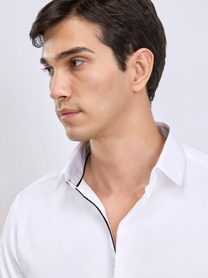 Zest Cotton Satin Shirt - Stretch Fit | Kingdom Of White at Broadway