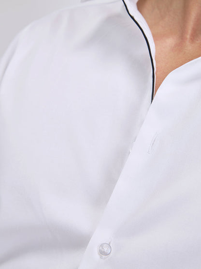 Zest Cotton Satin Shirt - Stretch Fit | Kingdom Of White at Broadway