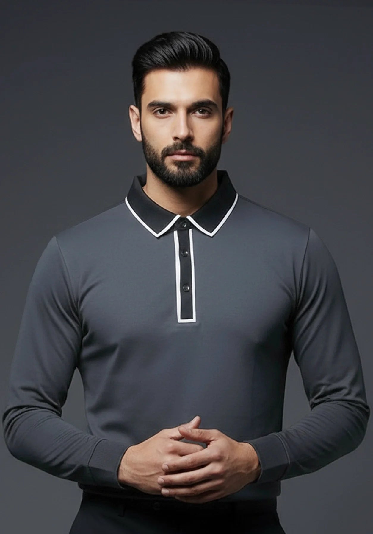 Classic Full Sleeve Polo Grey