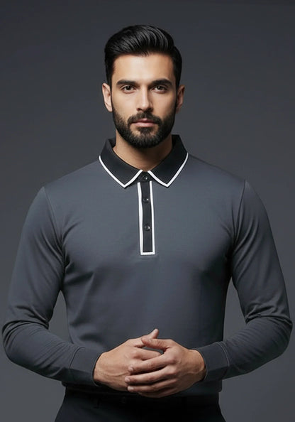 Classic Full Sleeve Polo Grey