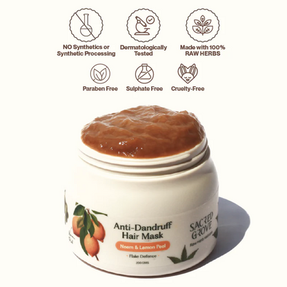 Neem Anti-Dandruff Hair Mask Plant based Intense Dandruff Treatment for flaky scalp (200g) | Sacred Grove at Broadway
