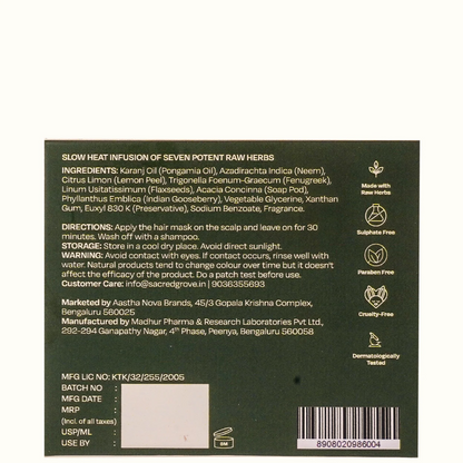Neem Anti-Dandruff Hair Mask Plant based Intense Dandruff Treatment for flaky scalp (200g) | Sacred Grove at Broadway