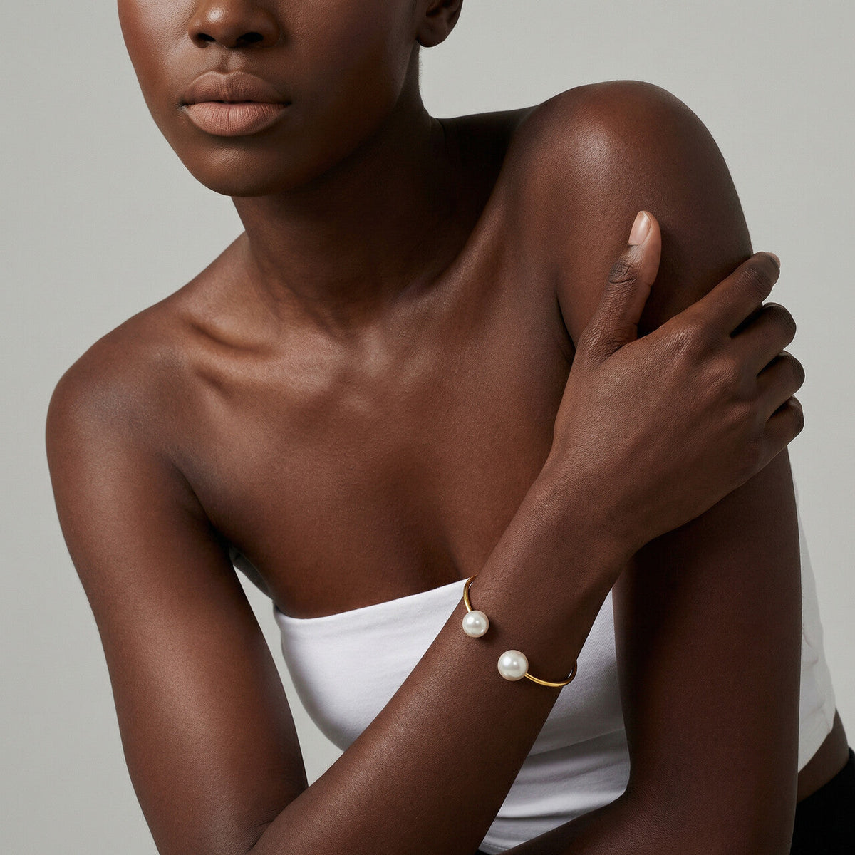 Pearl Cuff Bangle Bracelet