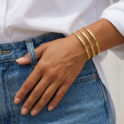 Three Layer Sleek Gold Cuff Bracelet