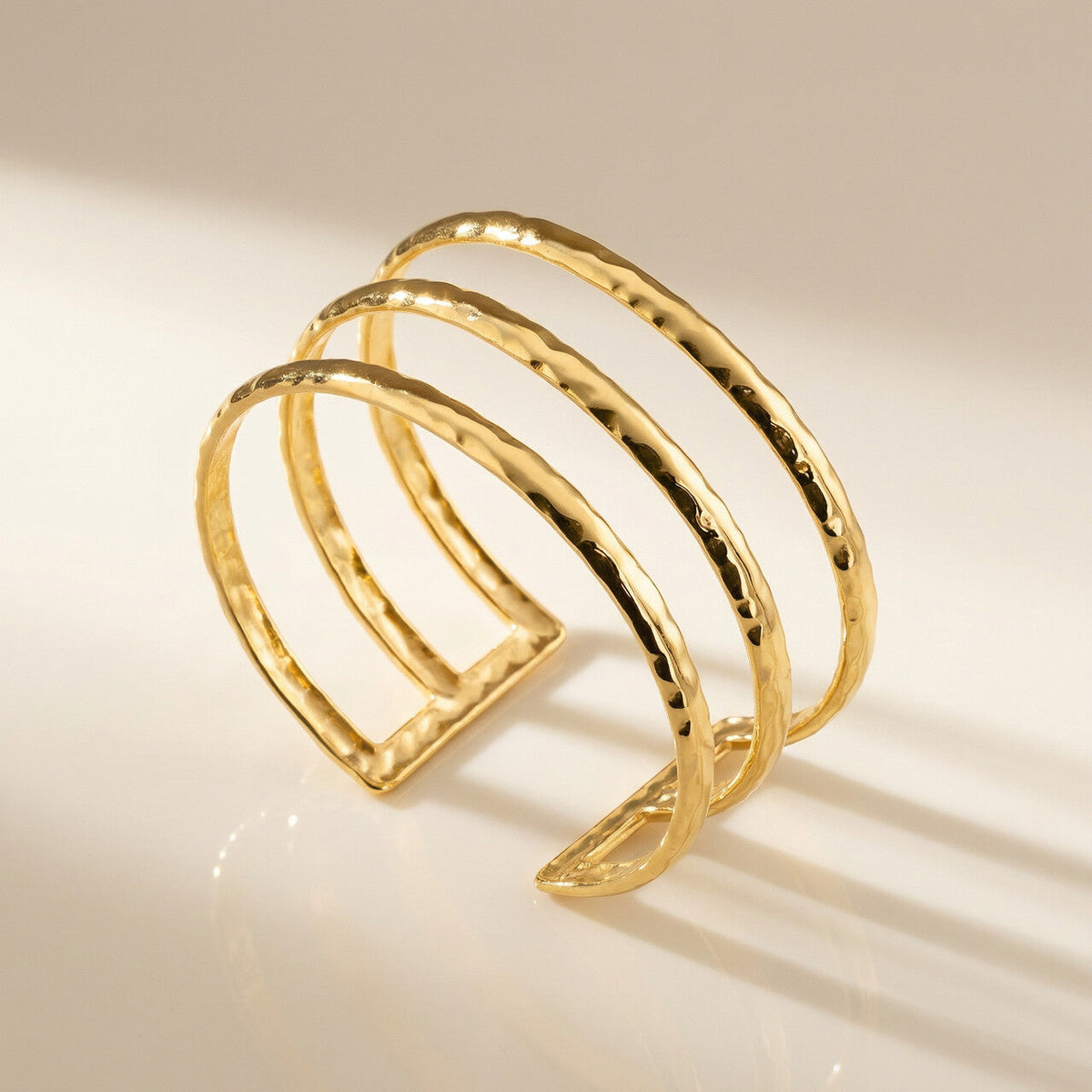 Three Layer Sleek Gold Cuff Bracelet