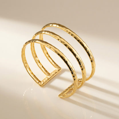 Three Layer Sleek Gold Cuff Bracelet